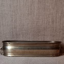 Vintage Brass Planter with Handles, Brass Oblong Flower Pot Made in India, 13" Brass Plant Holder