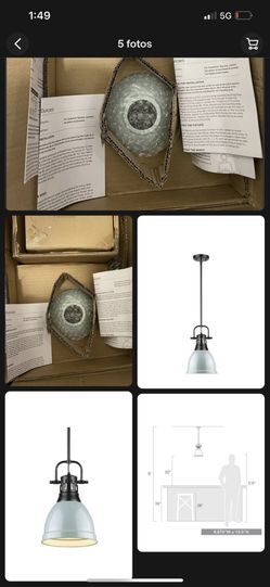 Golden Lighting Duncan 1-Light Black Pendant and Chain with Seafoam Shade