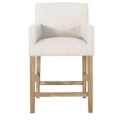 Beige 26.0-in H Counter height Upholstered Wood Bar Stool