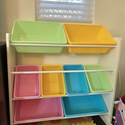 Toy  Shelves With Bins 