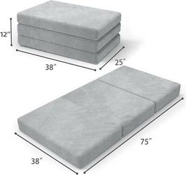 TWIN 4” Memory Foam Folding Mattress + Storage Bag-Foldable Trifold Floor Mat $50 Firm