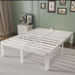 FULL 14” OR TWIN 12” WHITE METAL BED FRAME WITH ROUND FRONT LEGS👇 CROSSROADS 👇