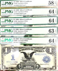 🥳😍 1899 $1 Silver Certificate PMG Graded EPQ Lot of 10 Consecutive Serials