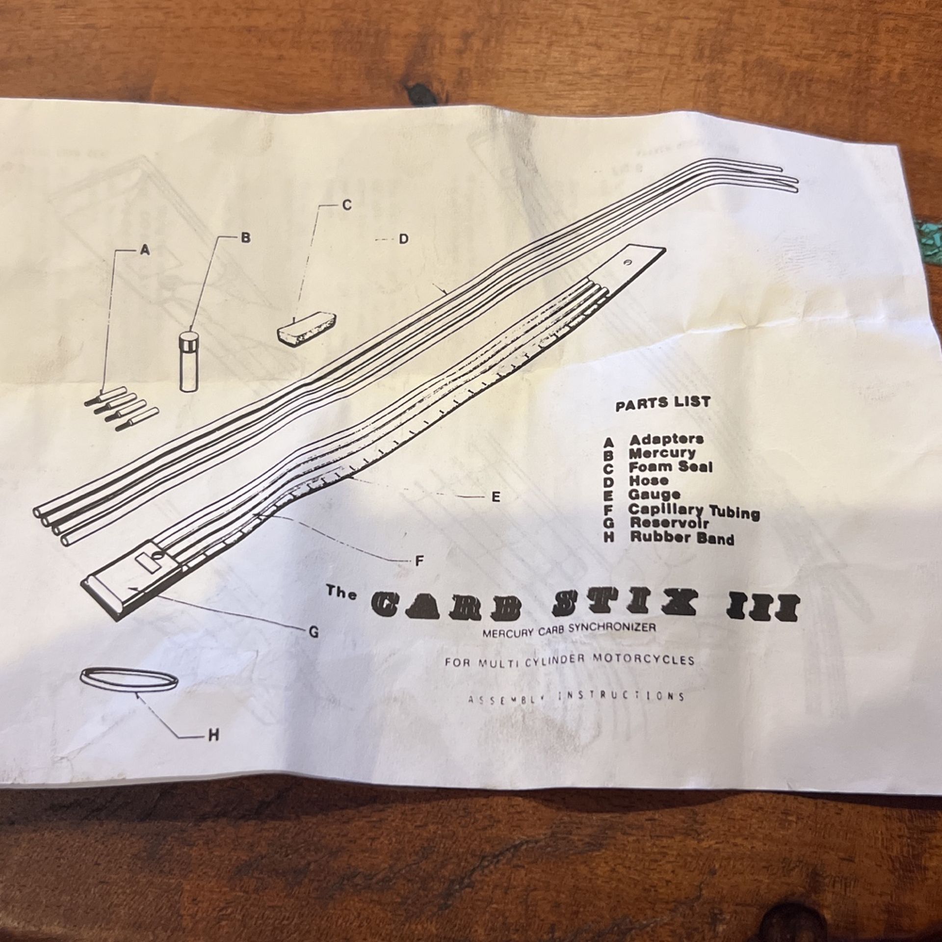 Mercury Carb Synchronizer, Used Once. Carb Stix 3