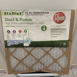 Rheem Replacement  New Ac Filter. 21x21x1
