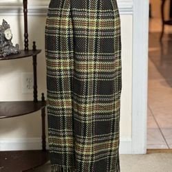 Vintage Requirements Midi Fringed Plaid Skirt