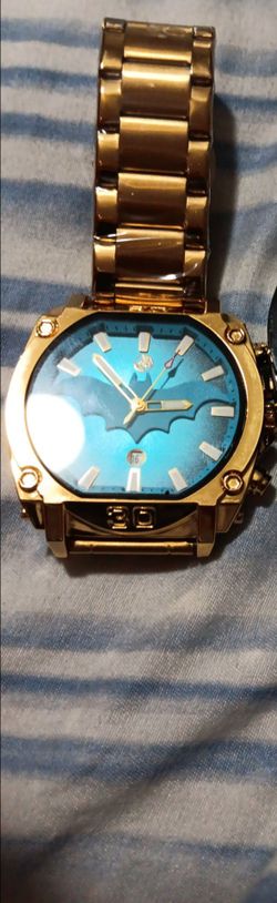 Batman Gold-Tone Watch with Blue Dial