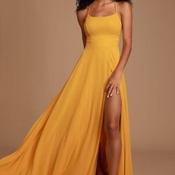 Yellow Backless Maxi Dress (size small)