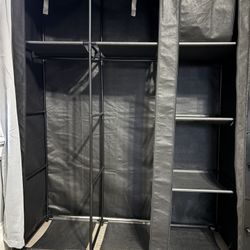 SORCEDAS Portable Wardrobe Closet Storage Organizer Metal Hanging Rack Non-Woven Fabric (Black, 51 Inch)