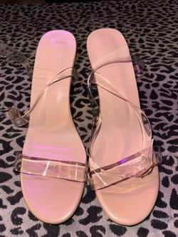 Nude Heels With Clear Straps and Heel