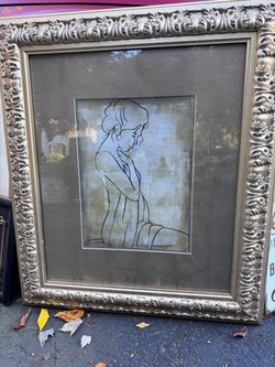 Framed Line Drawing of a Woman