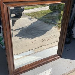 Large Mirror 2 X 2 Feet, with Dark Mahogany Wood Frame