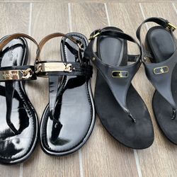 Coach Ralph Lauren Leather Womens Black Sandals Size 9