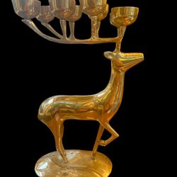 Vintage Brass Deer Candelabra