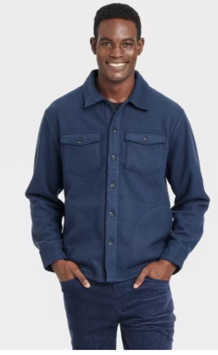 New Men's Long Sleeve Shirt Jacket - Goodfellow & Co™ Dark Blue M