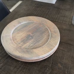 3 Wooden Charger Plates 