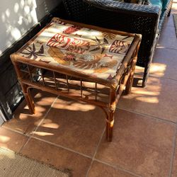 Tiki/bamboo Coffee Table With Glass 