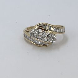 14k Yellow Gold Diamond  Ring Size 8
