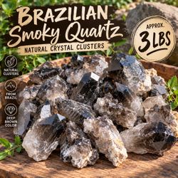 3 LB Brazilian Smoky Quartz Crystal Clusters | Natural Deep Brown Quartz Points | Raw Crystal Speci