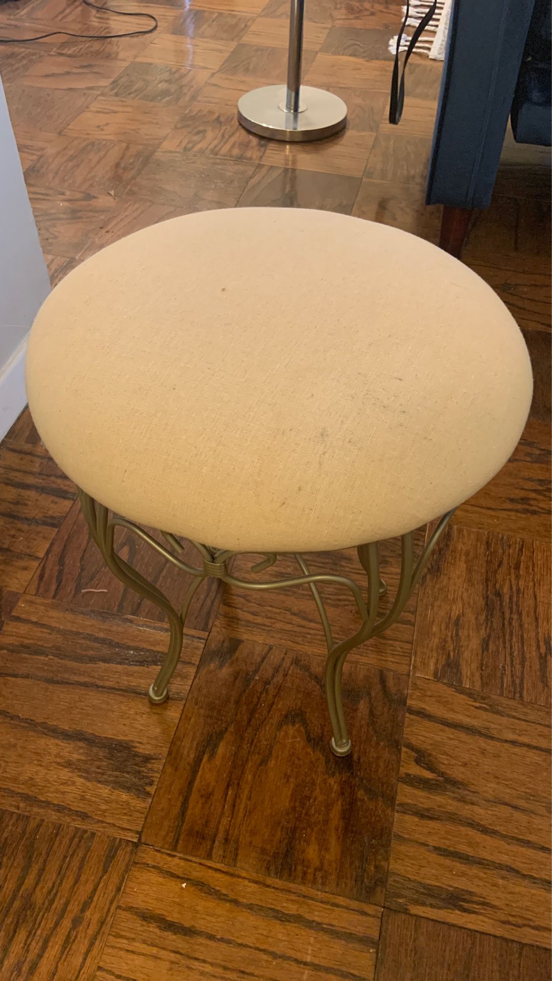 Vanity Bench stool off white with metal stand