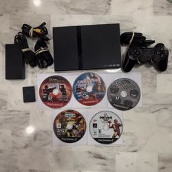 PS2 Slim Console w/ 5 Games (Sony PlayStation 2 Slim)