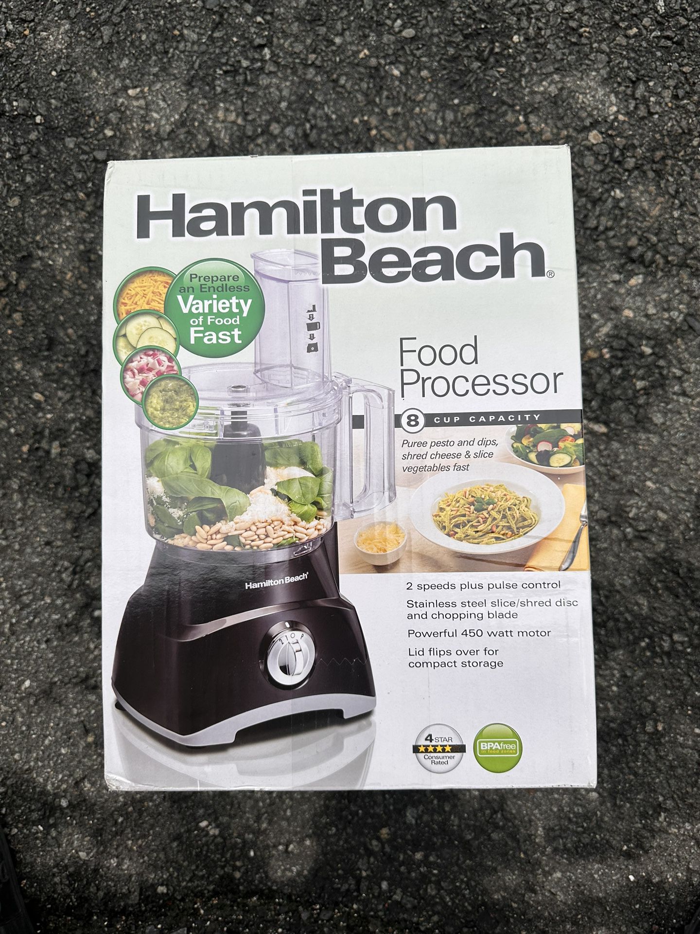 Hamilton Beach Food Processor & Vegetable Chopper for Slicing, Shredding, Mincing, and Puree, 8 Cup, Black