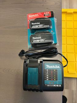 Makita 18 volt 5.0Ah batteries and charger