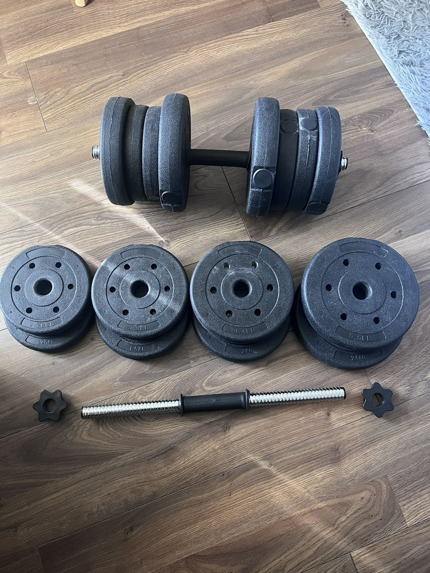 Adjustable 33lb Dumbbell Weight Set For Home Gym, Black
