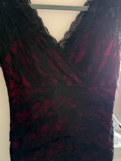 Black Lace Over Red Dress