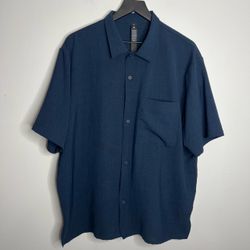 Lululemon Lightweight Camp Collar Button Up Shirt Mens XL True Navy Blue LM3EZ5S