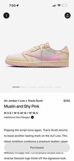 DS Jordan 1 Travis Scott shy pink sz. 11