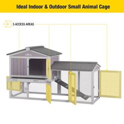 🥨Aivituvin Rabbit Hutch AIR02, Wooden Bunny Cage, 10.4 ft² - One Hutch - Gray