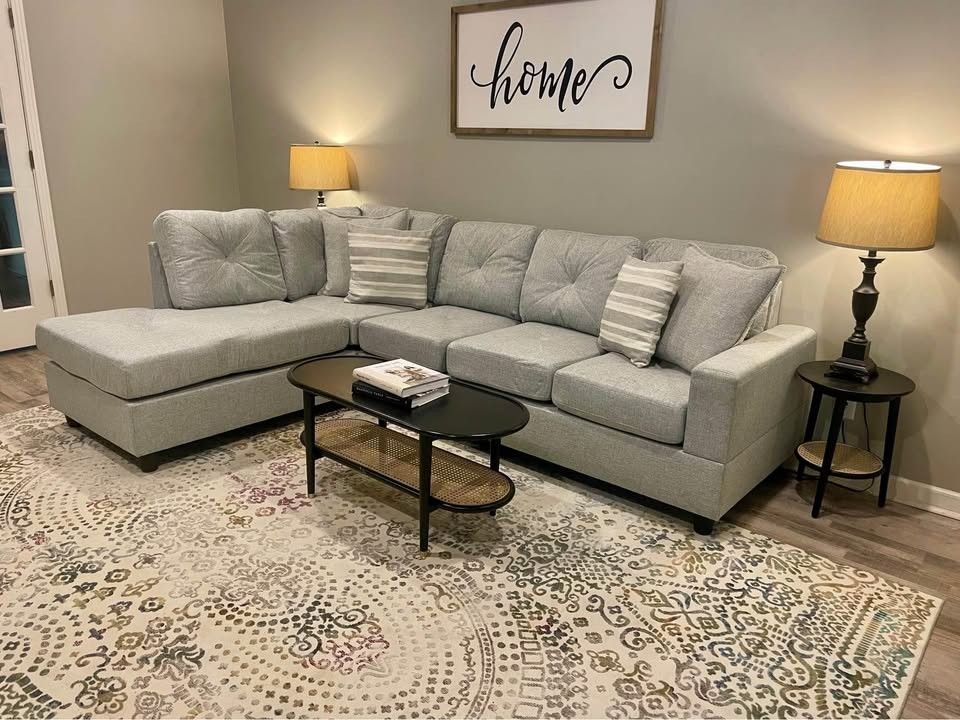 Brand New Fabric Grey L Shape Sectional Sofa | Cash On Delivery