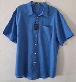 Men's Linen Blend Short Sleeve Button Up Shirt 2XL Casual NEW