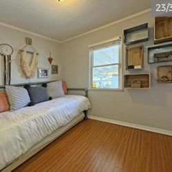 2 Beds In 1! Rustic/Industrial style metal framed Twin Size Trundle Bed With Mattresses, Gel, Top Mattress, Pillows, Sheets, And Comforter Included