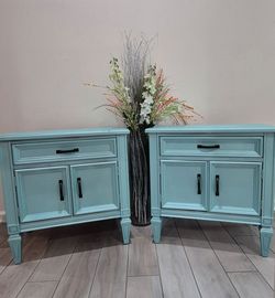 PAIR of NIGHTSTANDS with ONE (1) DRAWER and MAGNETIC CLOSE CABINET (STORAGE BASKET Included) ..... DIMENSIONS (approx.): 16"(D)x26"(W)x26"(H) ..... CO