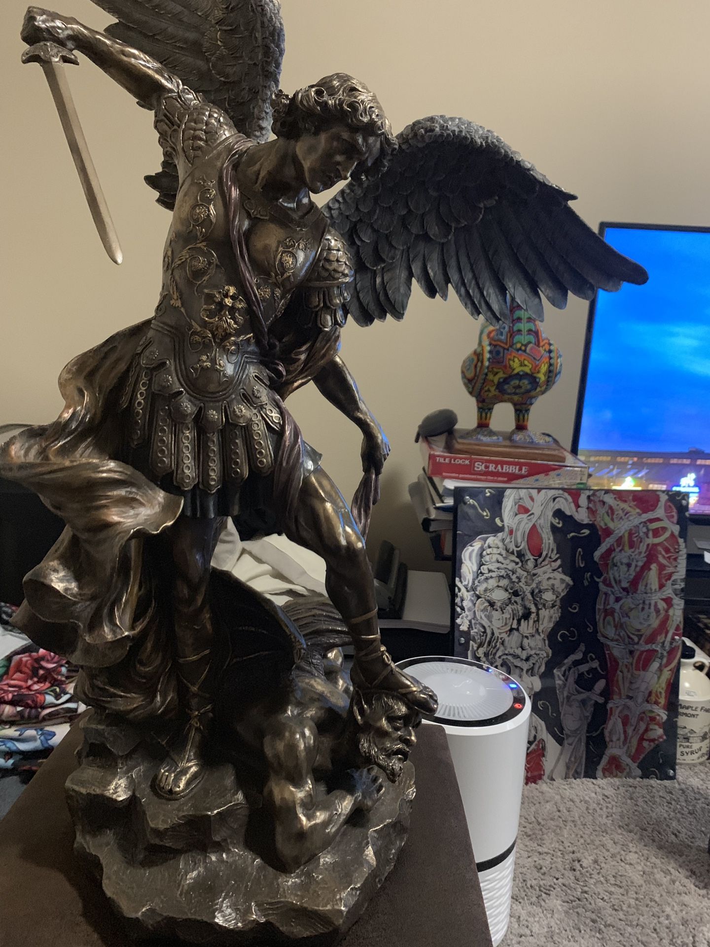 St. Michael Bronzed Resin Statue 29”