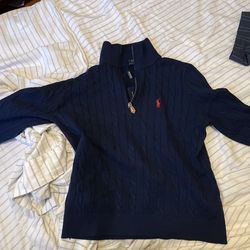 polo rl quarter zip cable knit