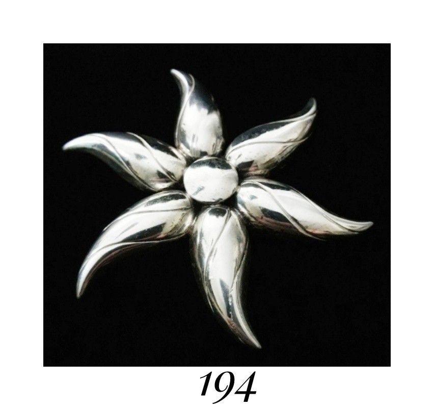 •RARE• 3" (78 mm) Lg. Sterling Silver Sunflower Pin/Brooch. Signed
