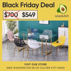 Big Glass Dining Table For 6 People With Modern Cutout Chairs