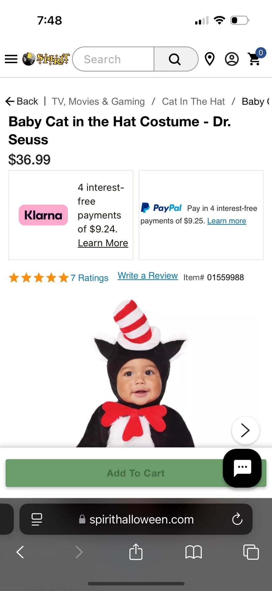 Dr Seuss Cat In the Hat Infant Halloween Costume