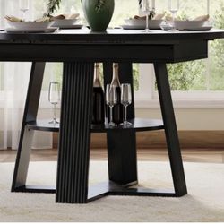 Extendable Black Pedestal Dining Table 