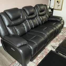 Three seat Recliner Sofa With Drop Down Table And Charging Station