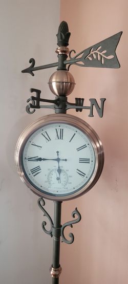 Decorative Weather Vane Floor Clock with Thermometer