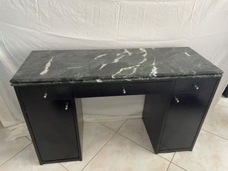 Dark solid Wood Desk with detachable Green Marble Top – Pickup Only (Miami)