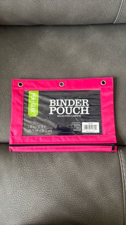 New Pen Gear Pink Binder Pouch Pencil Supplies Bag