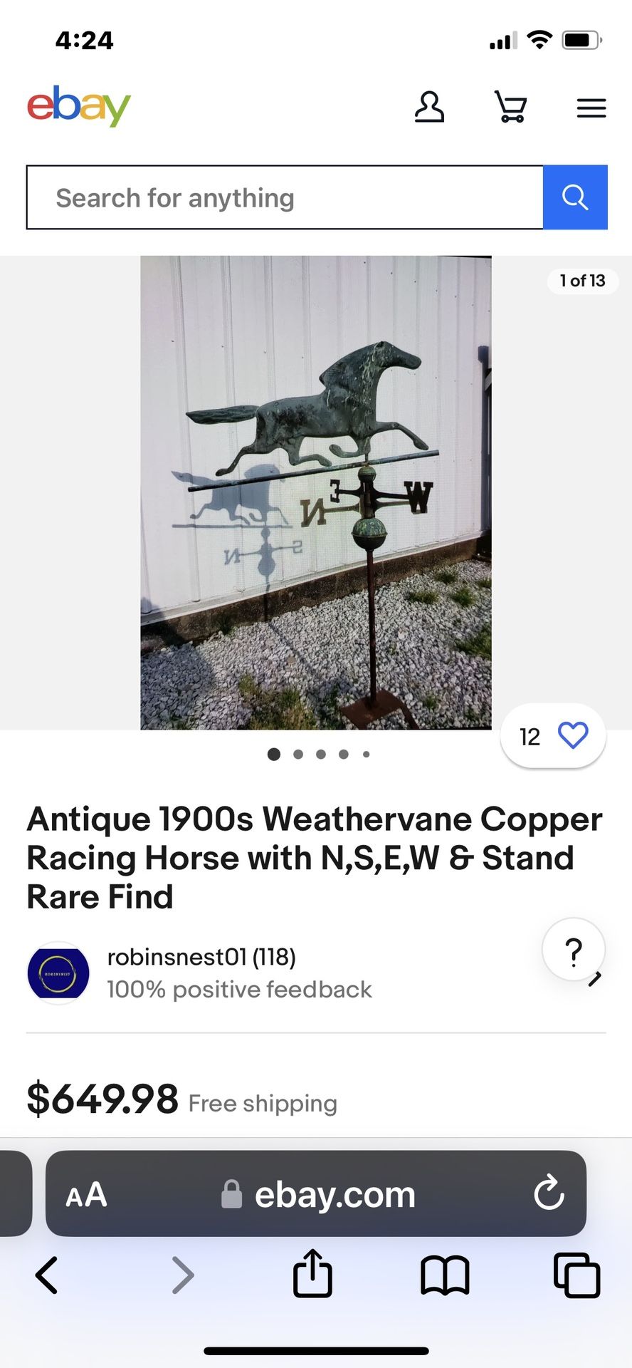 Antique Horse Weather Vane.