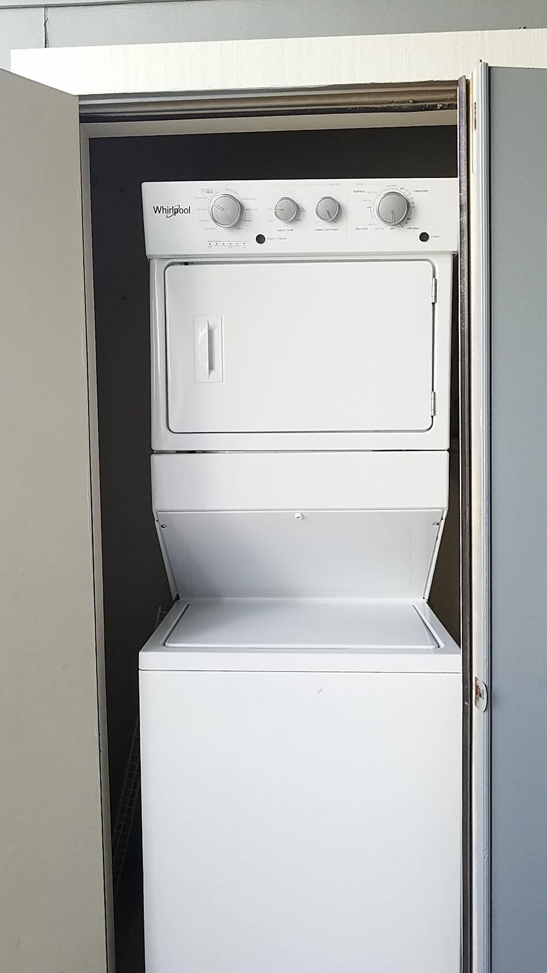 Whirlpool stackable washer and dryer only a year old