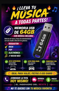 64GB USB Flash Drive with Music