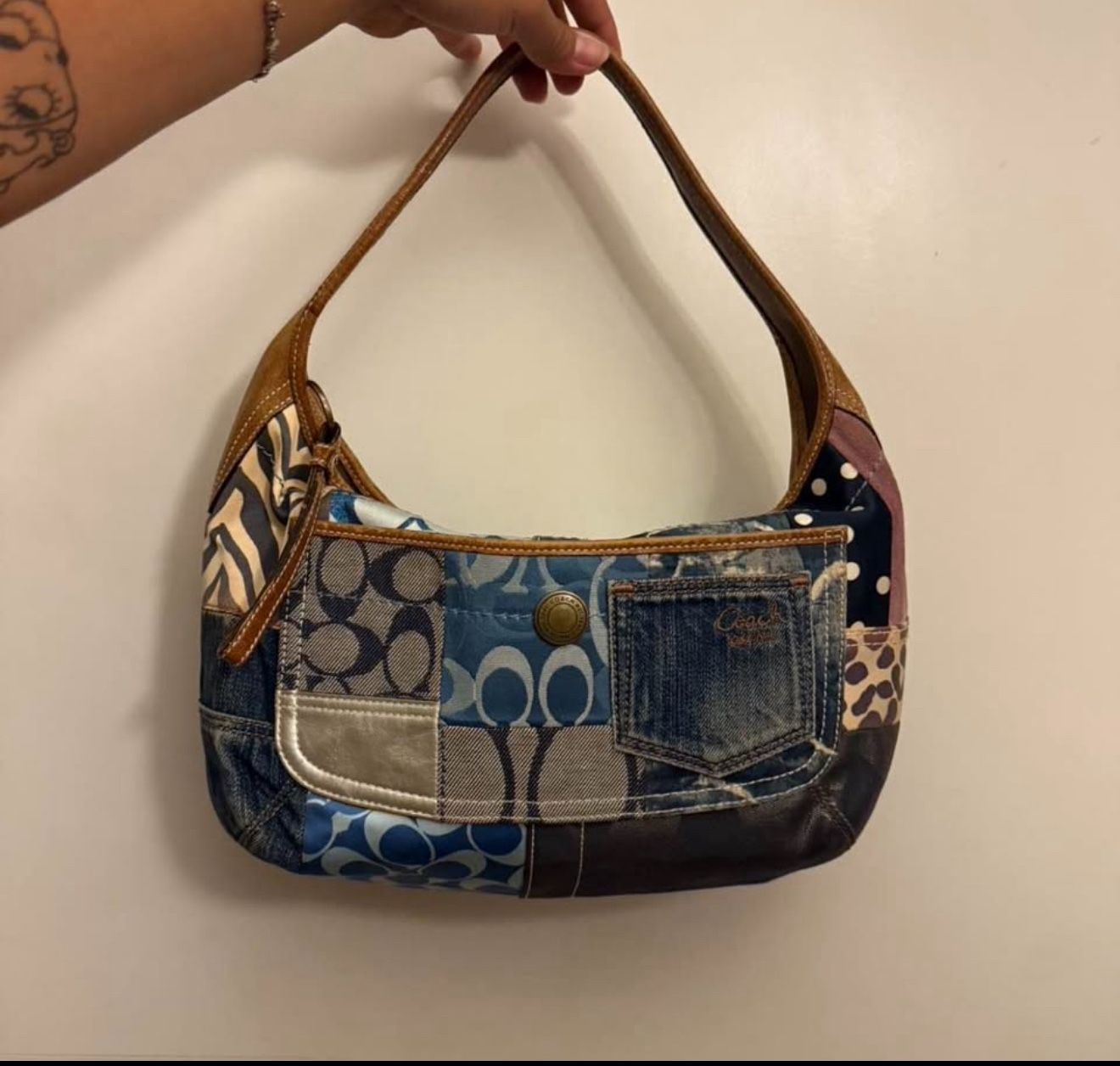 Coach Y2K Denim Patchwork Ergo Hobo Shoulder Bag